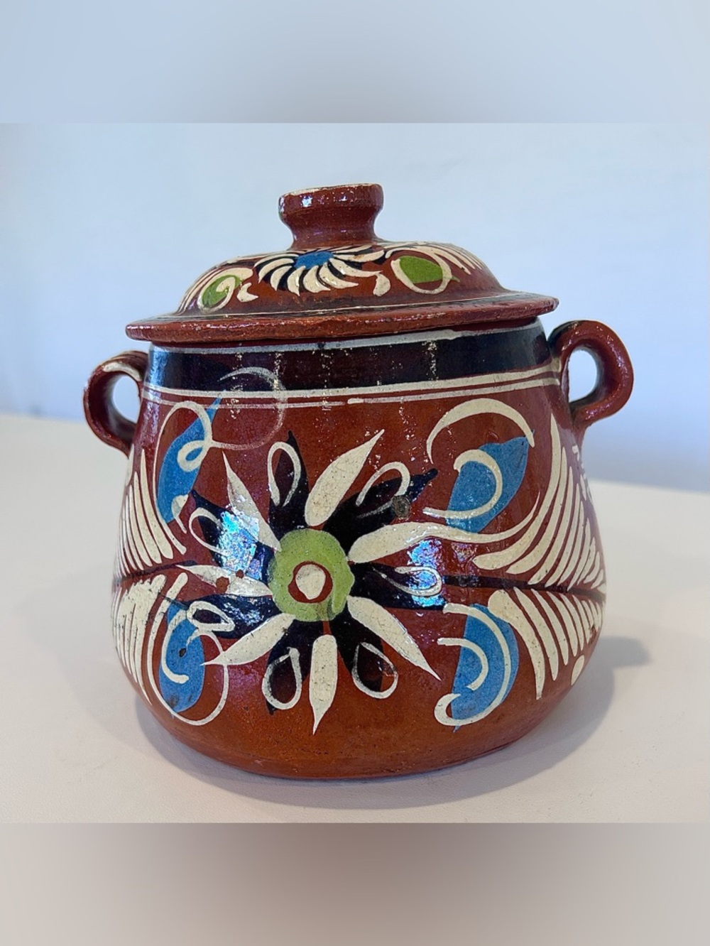 1940s Tlaquepaque Redware Mexican Studio Pottery Bean Pot